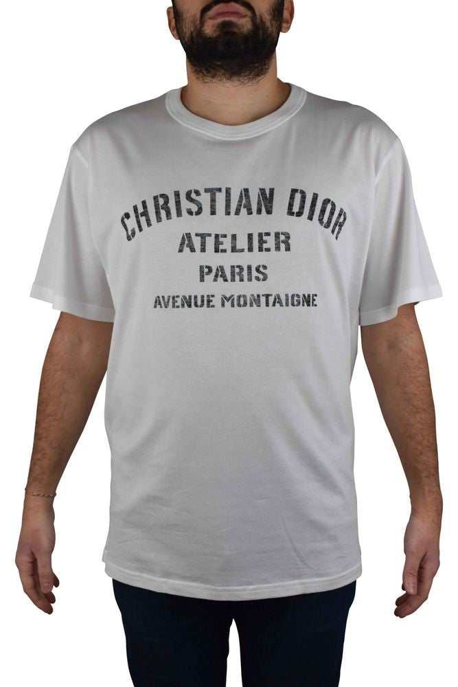 Dior White Cotton T-Shirt With Christian Atelier Print