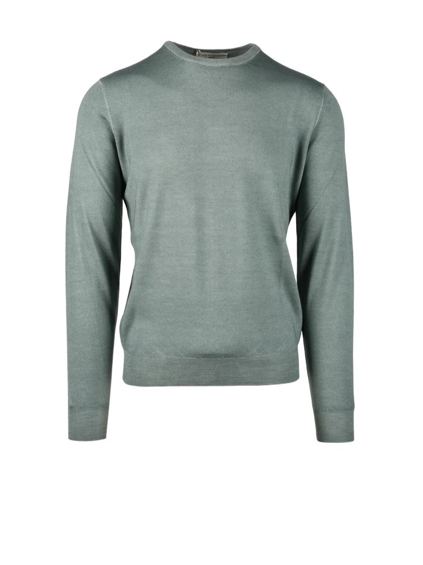 Filippo De Laurentiis Sage Green Crew Neck Merino Wool Sweater