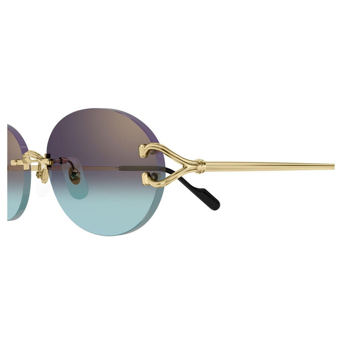 Cartier Rimless Oval Gradient Sunglasses With Y-Shaped Gold Temples
