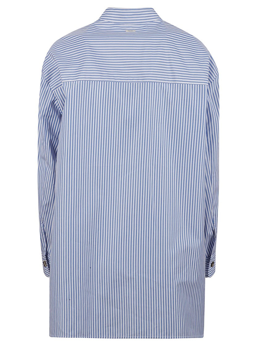 Max Mara Classic Striped Shirt With Mandarin Collar
