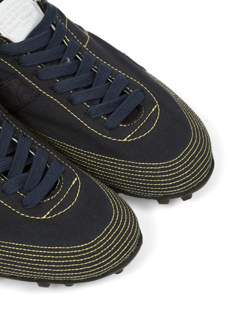 Maison Margiela Navy Blue Fabric Sporty Sneakers