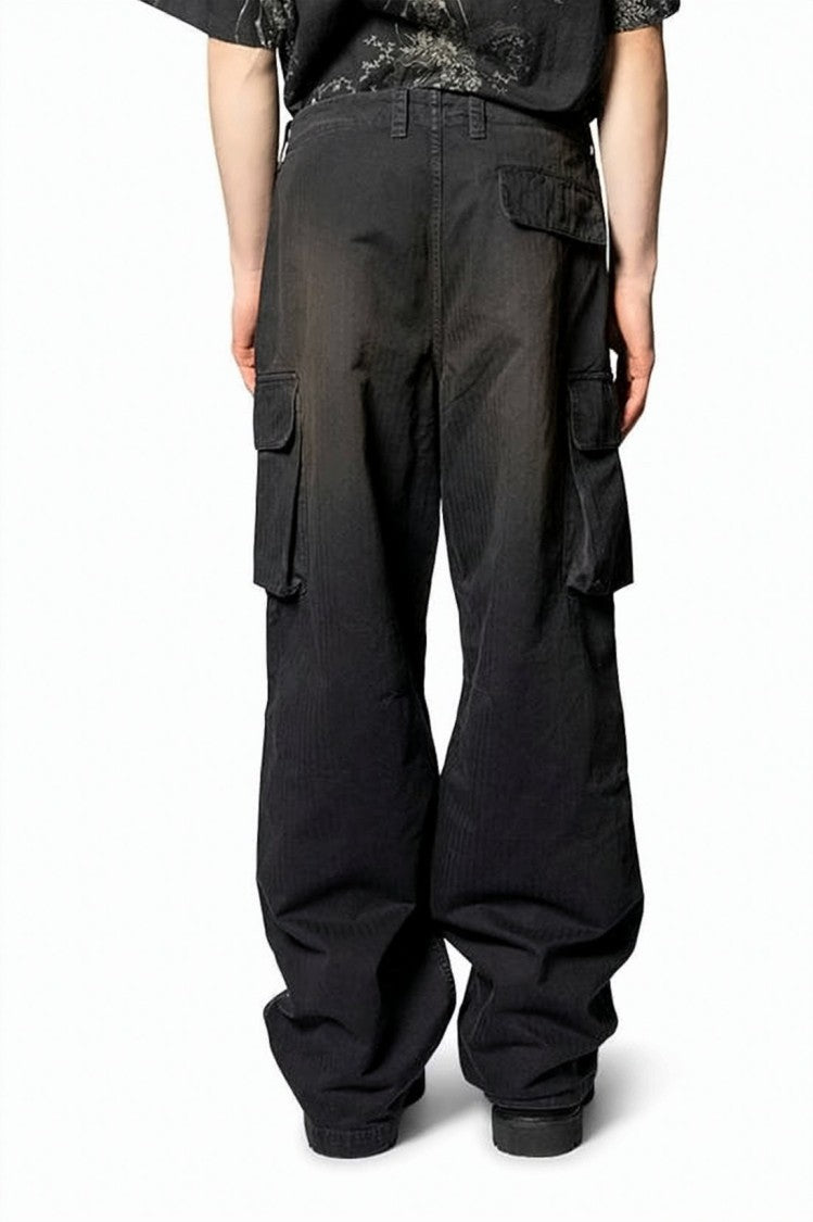 Our Legacy Cargo Pants With Wide-Leg Silhouette And Herringbone Texture
