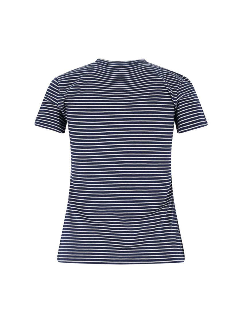 Nili Lotan Blue Cotton T-Shirt With White Stripes