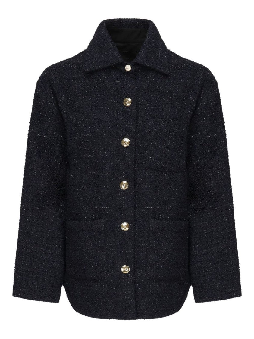 Pinko Navy Blue Oversized Blazer With Gold Buttons