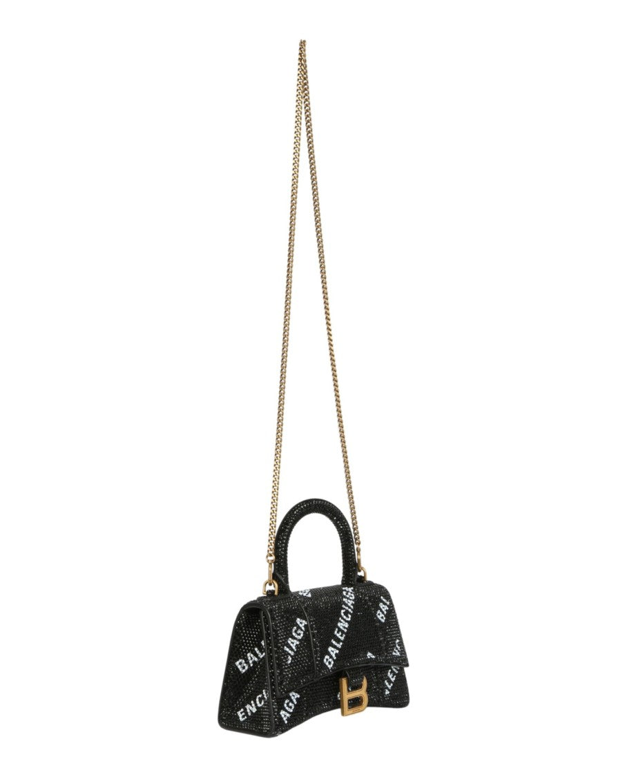 Balenciaga Hourglass Xs Top Handle Bag With Strass Logo Design