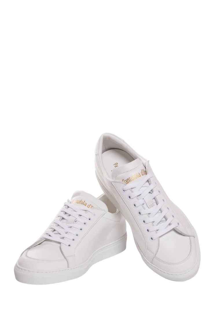 Pantofola D'oro White Calf Leather Cushioned Midsole Sneakers