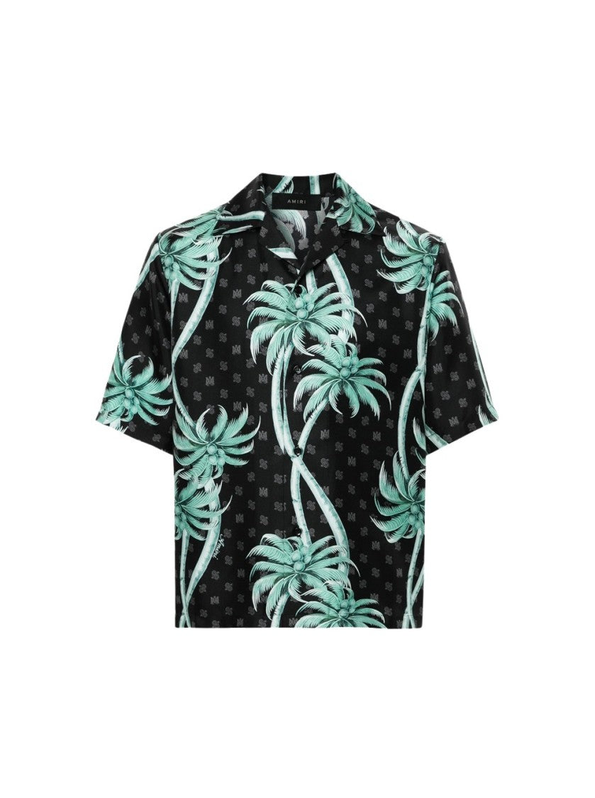 Amiri Palm Bowling Shirt Black