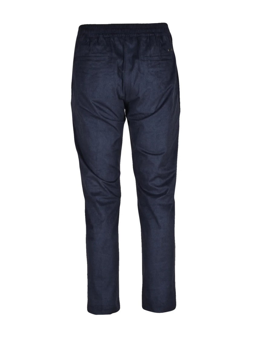 Herno Resort Suede-Effect Chino Trousers With Pleated Waist And Tapered Legs