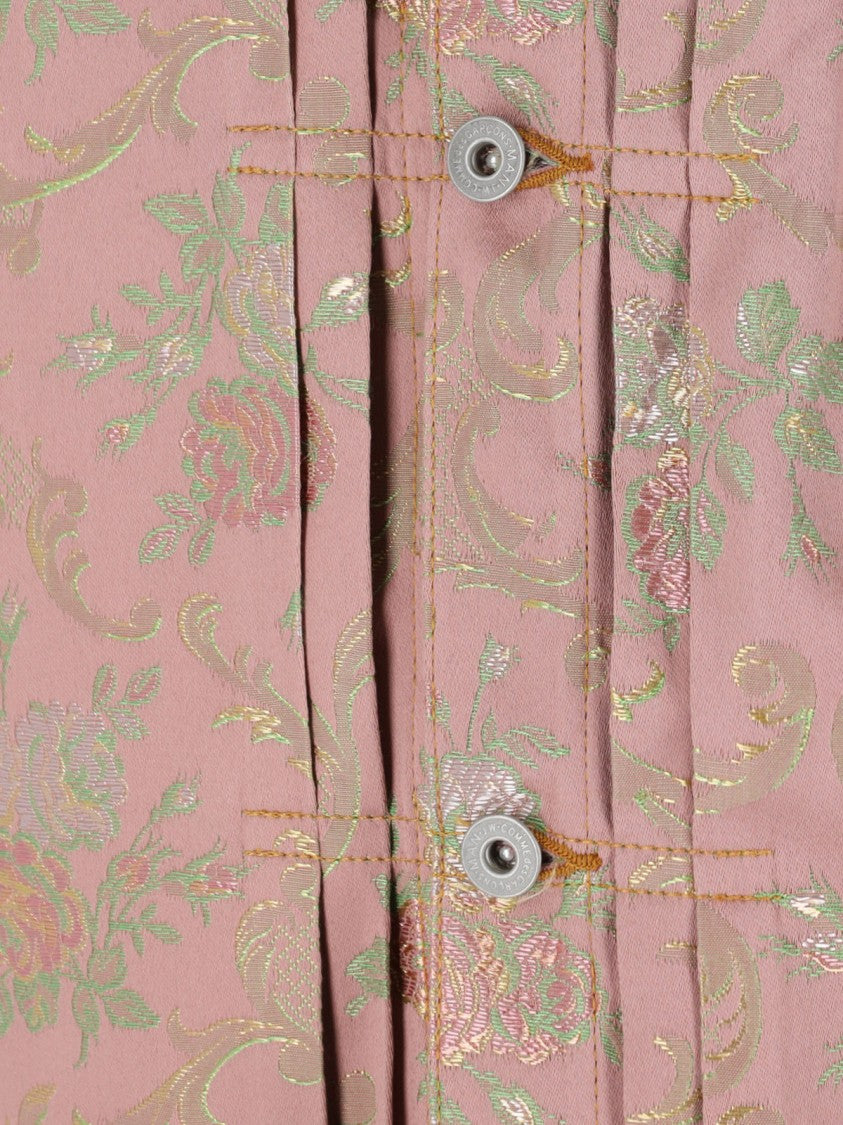 Junya Watanabe Pink Floral Jacquard Damask Cropped Jacket
