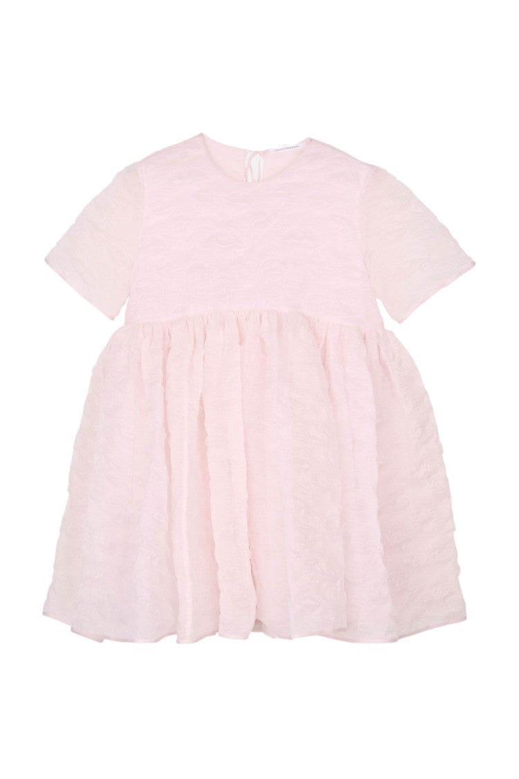 Cecilie Bahnsen Matelassé Babydoll Dress With Floral Motif And Bow Closure