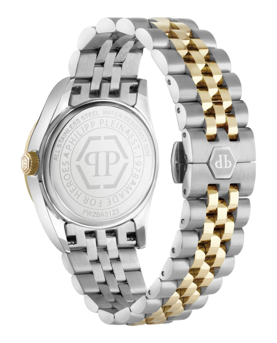 Philipp Plein Date Superlative Crystal Watch With Two-Tone Elegance