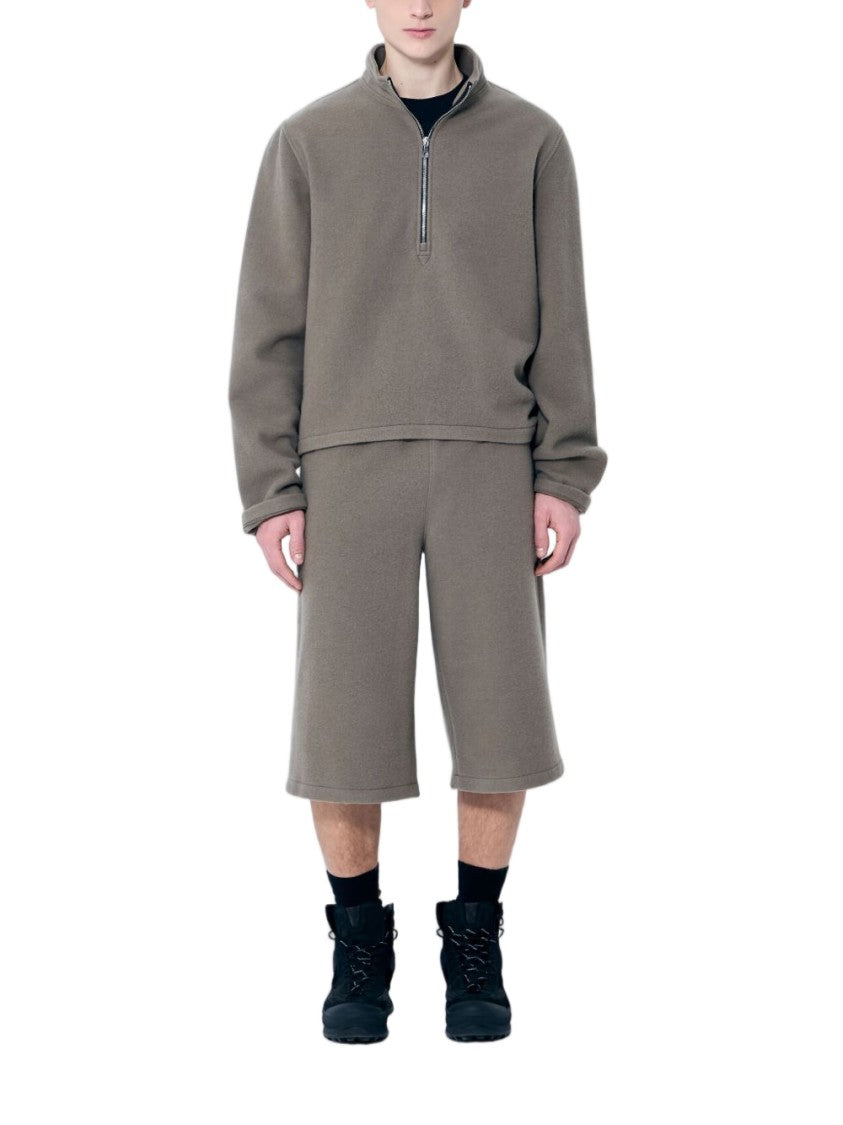 Rier Brown Boxy Cropped Half-Zip High-Collar Jacket