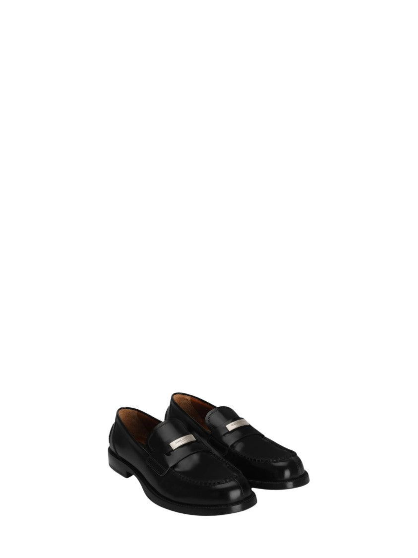 Dolce & Gabbana Moccasin-Style Flat Shoes With Polished Finish And Metal Accent