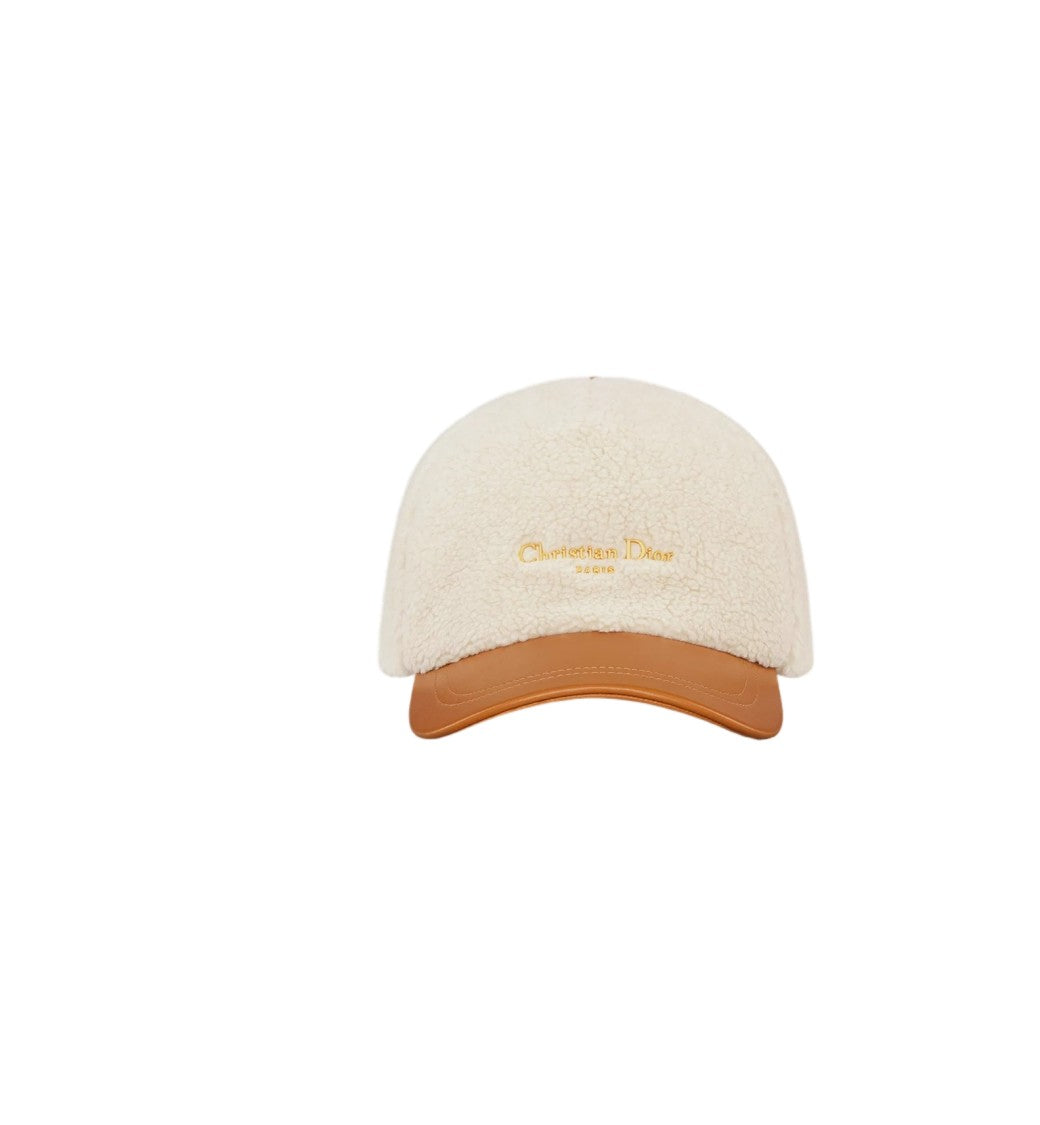 Christian Dior Cream Soft Textured Cap Brown Brim