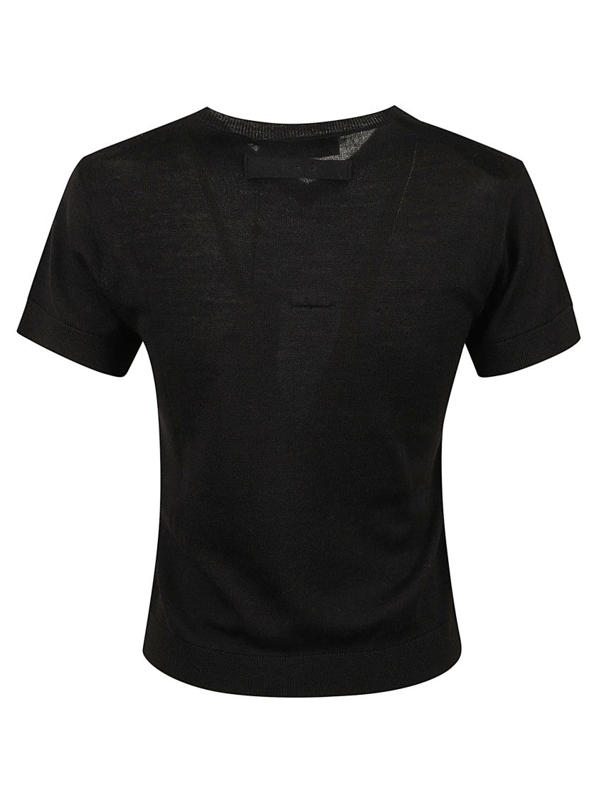 Iro Fitted Cropped Top With Round Neckline And Sheer Texture