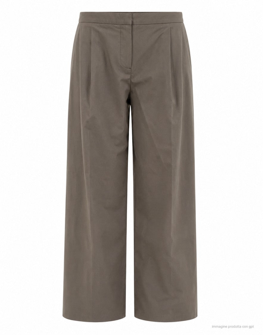 Hevo Taupe Torresantandrea Cotton Wide-Leg Trousers