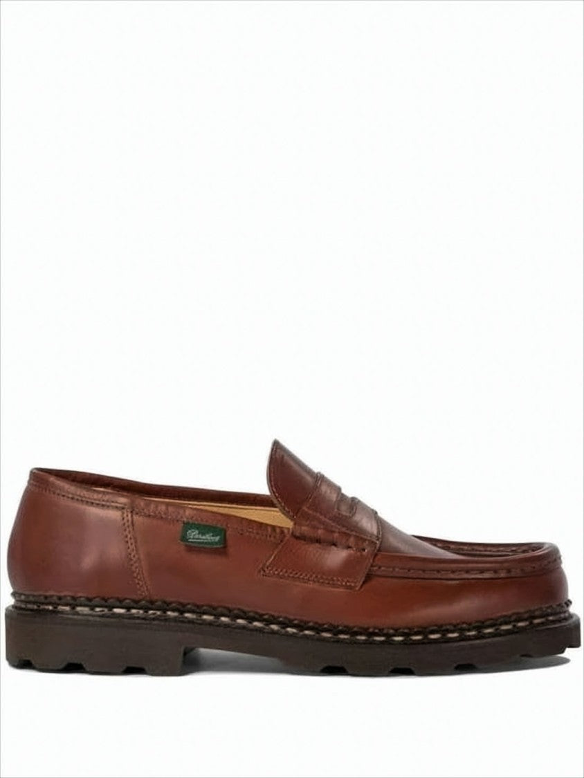 Paraboot Classic Brown Loafers With Moccasin Stitching