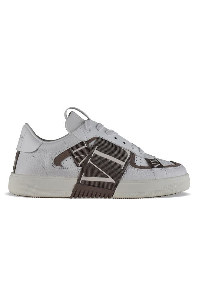 Valentino Garavani White And Beige Leather Sneakers
