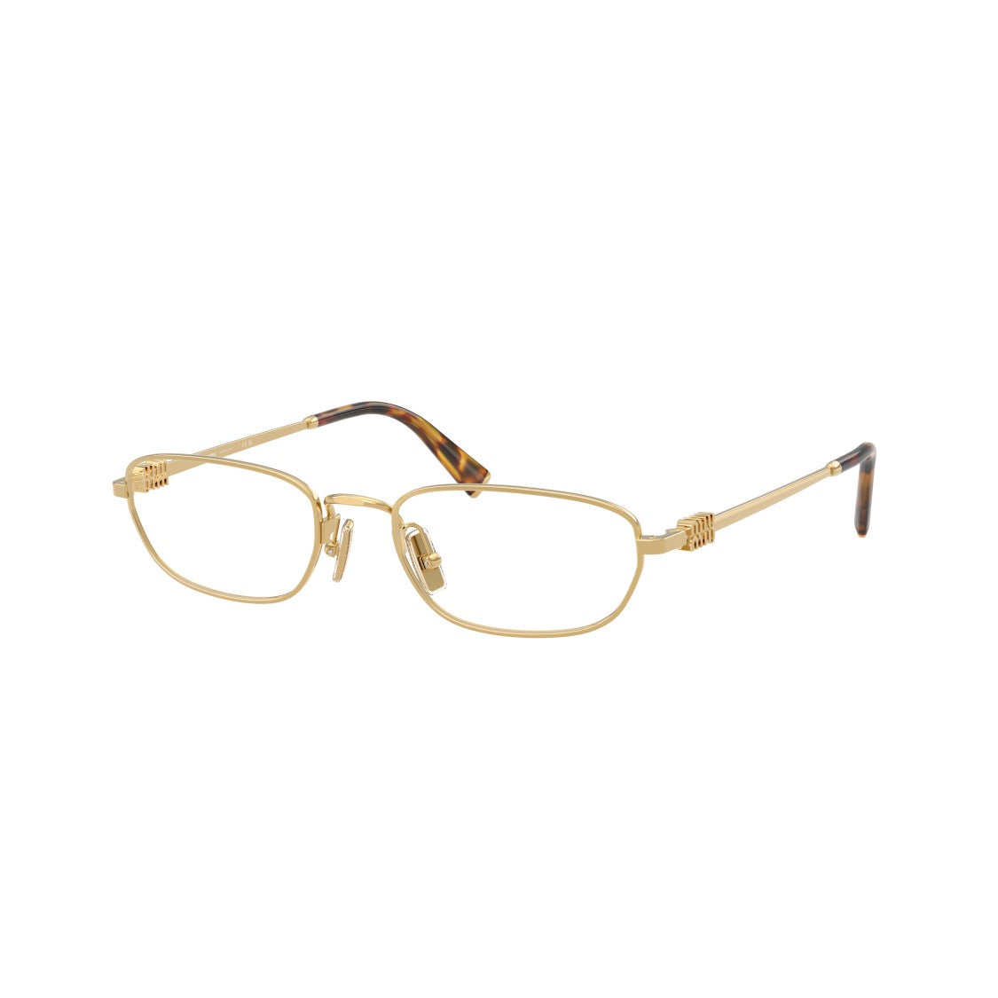 Miu Miu 0Mu 52Zv Polished Gold Rectangular Metal Sunglasses