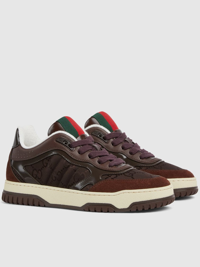 Gucci Brown Remotion Suede Glossy Leather Sneakers