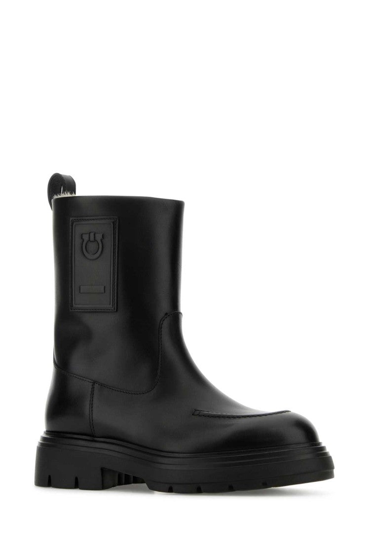 Salvatore Ferragamo Black Leather Tirba Ankle Boots