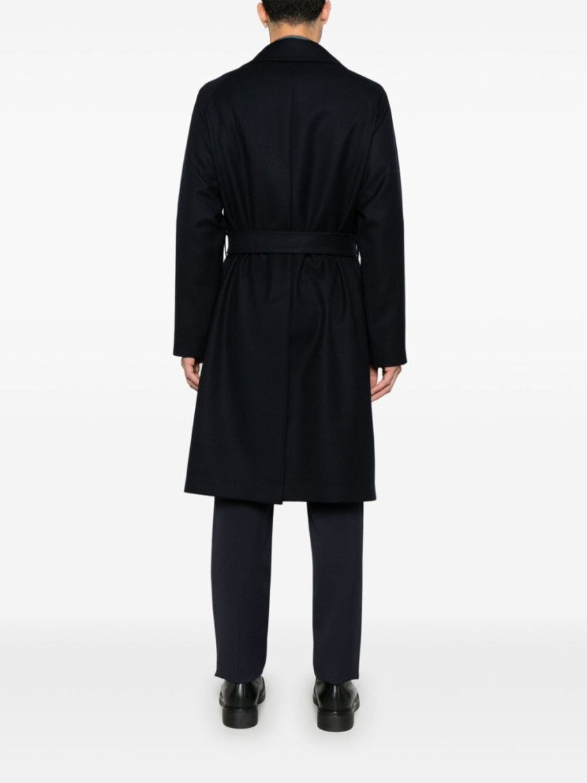 Tagliatore Double-Breasted Black Wool Coat