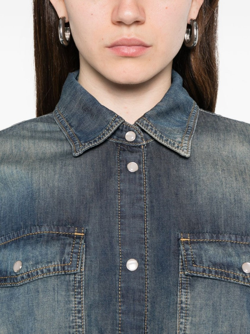 Pinko Blue Press-Stud Chest Pocket Shirt