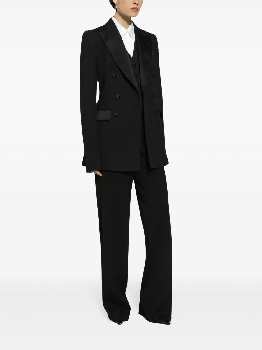 Dolce & Gabbana Double-Breasted Black Silk Virgin Wool Blazer