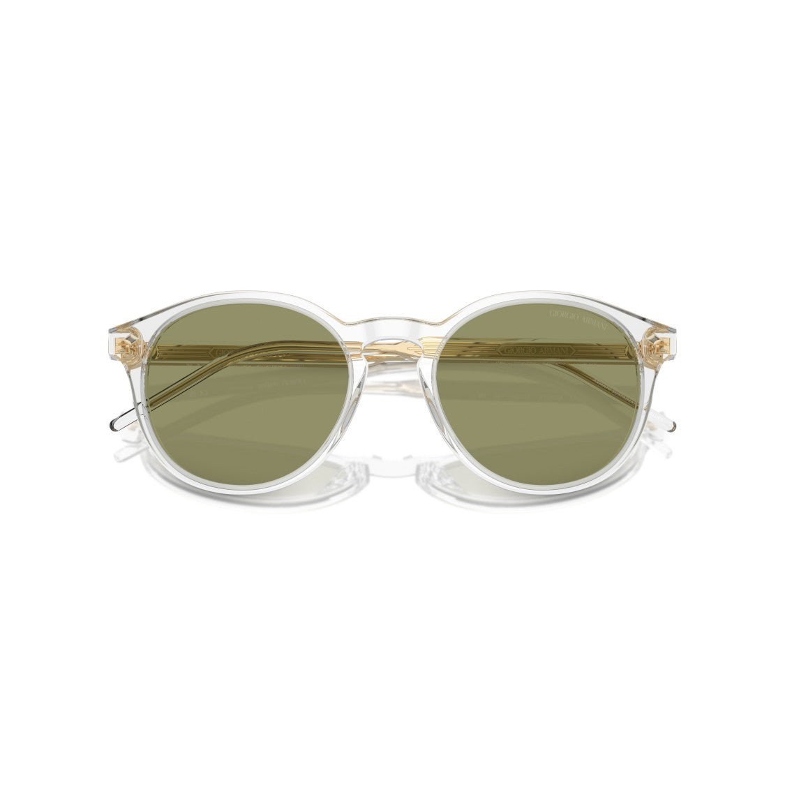 Giorgio Armani 0Ar8211 Round Clear Acetate Sunglasses With Golden Accents