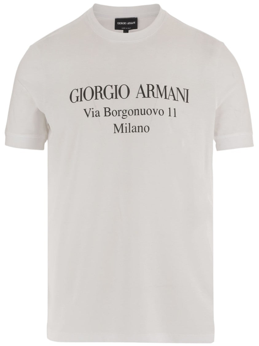Giorgio Armani Cotton Crew Neck T-Shirt With Logo Print