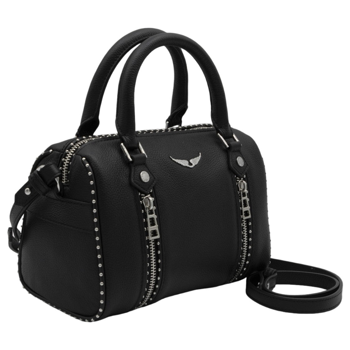 Zadig & Voltaire Structured Handbag With Pebbled Texture And Silver Accents