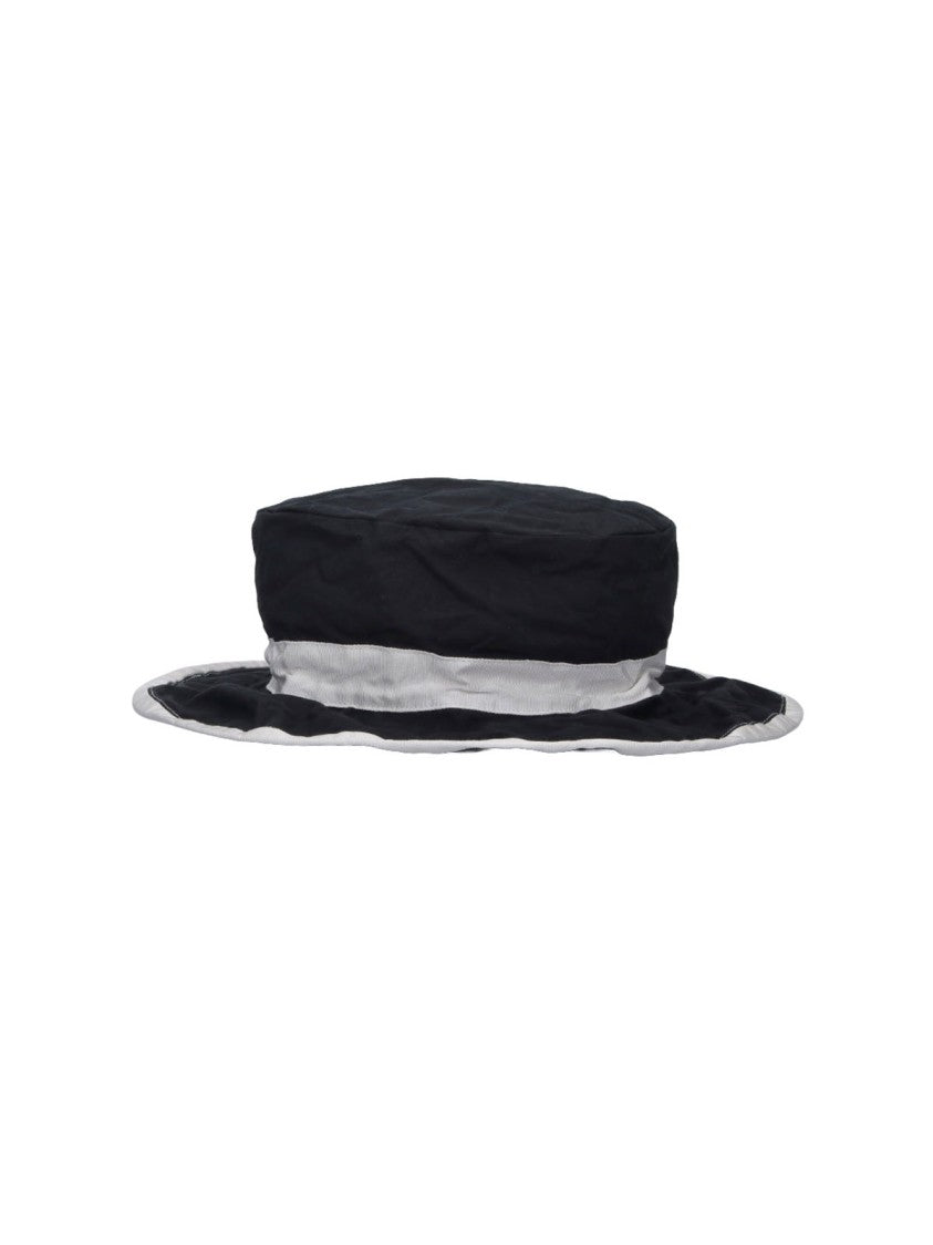Scha Black Wide-Brimmed Contrast Band Cotton Hat