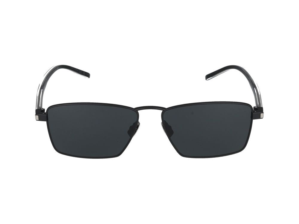 Saint Laurent Black Translucent Temples Square-Frame Metal Sunglasses