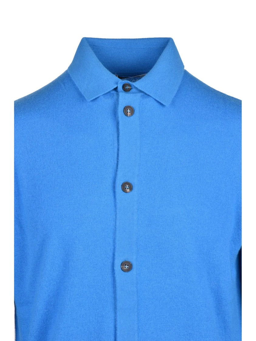 Kangra Shirt-Style Knit In Vibrant Turquoise Extrafine Merino Wool