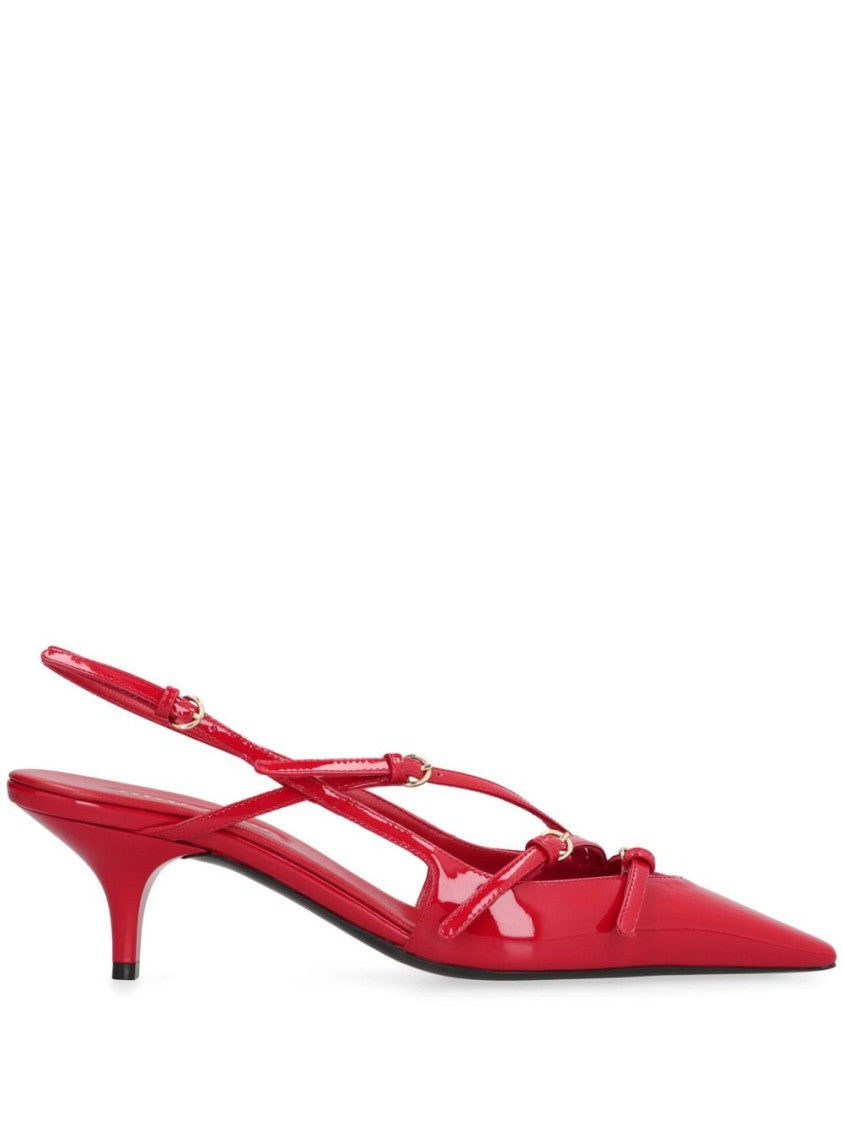 Miu Miu Pointed Toe Slingback Heels With Crisscross Straps