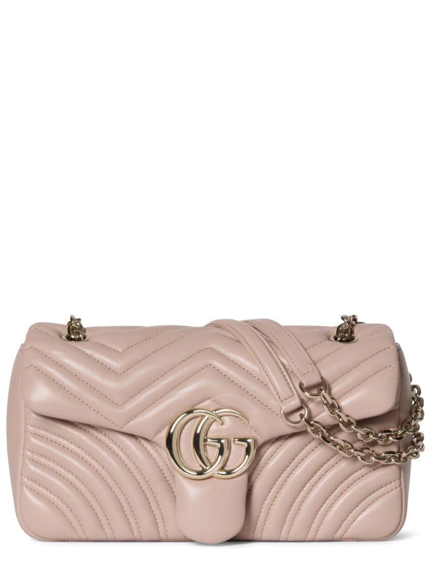 Gucci Quilted Lamb Leather Shoulder Bag With Gold Double G Logo