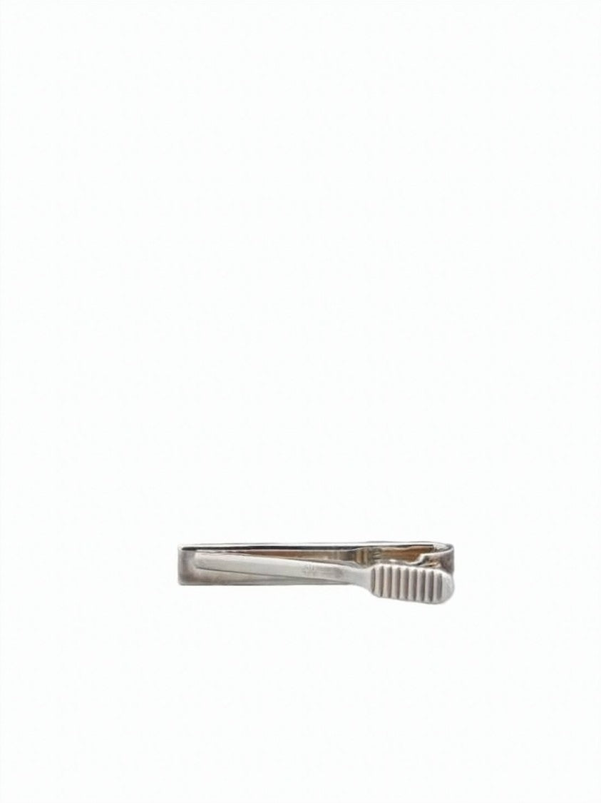 Thom Browne Minimalist Silver Tie Clip With Subtle Ridge Detail