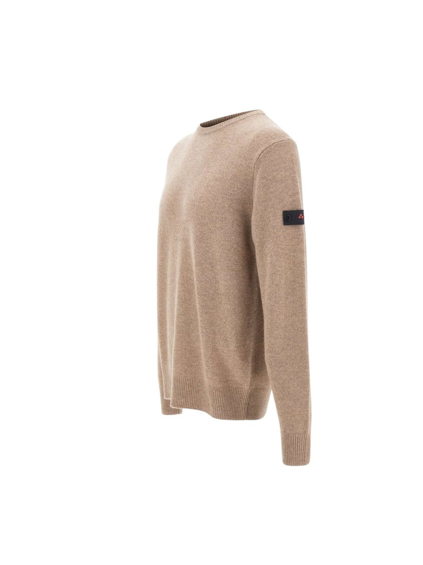 Peuterey Classic Crew Neck Knit Sweater With Ribbed Details