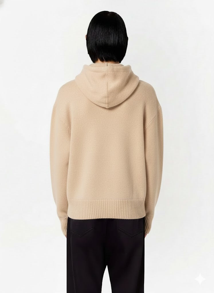 Ami Paris Relaxed Fit Hoodie Sweater With Central Kangaroo Pocket