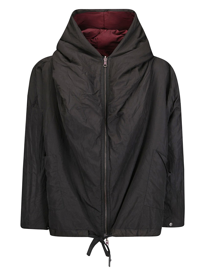 Kimono Rain Padded Bomber Jacket With Adjustable Drawstring And Logo Detail