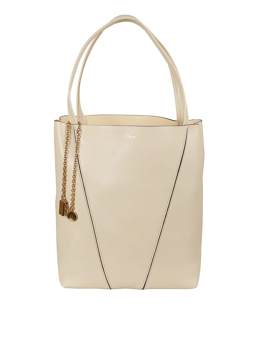 Chloé Shiny Grained Cowhide Spin Tote Bag
