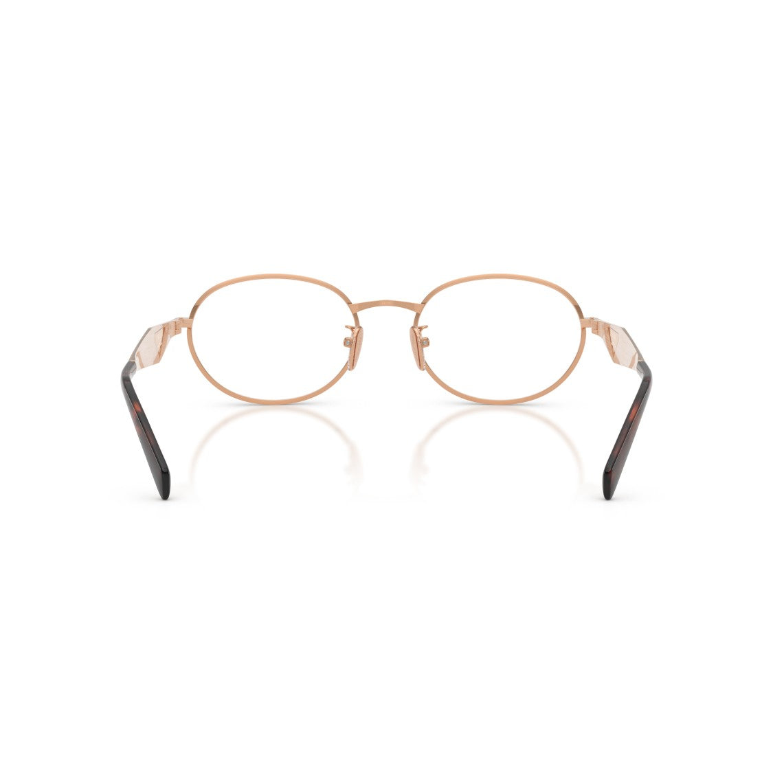 Prada Oval Metal Frame Eyeglasses With Textured Temples