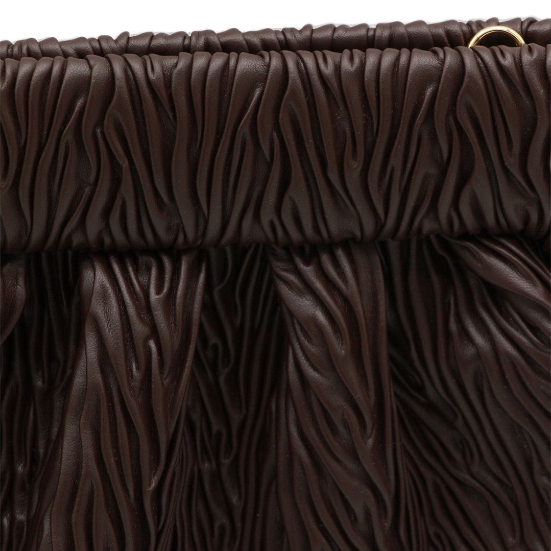 Themoirè Textured Brown Ruched Handbag With Adjustable Strap