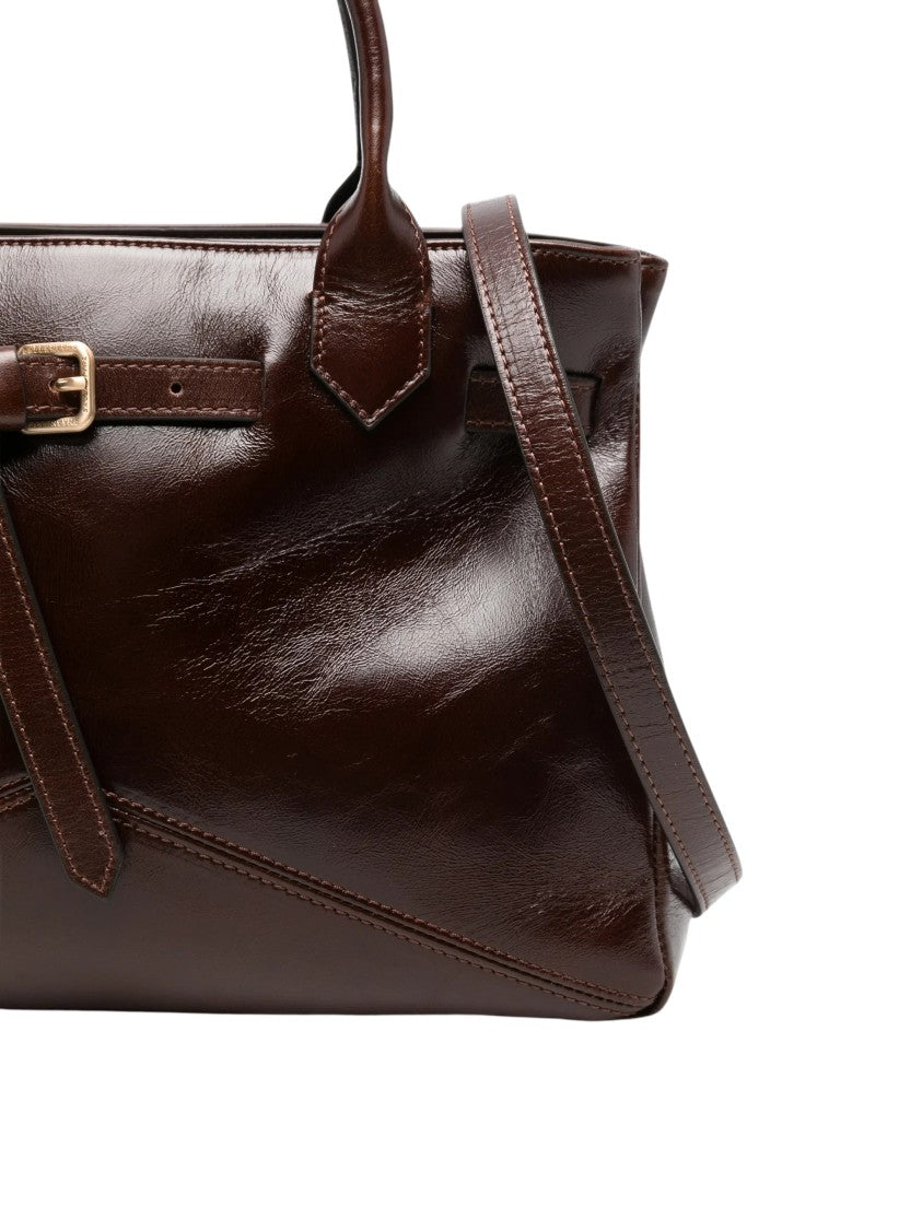 Ballantyne Structured Dark Brown Calf Leather Shoulder Bag