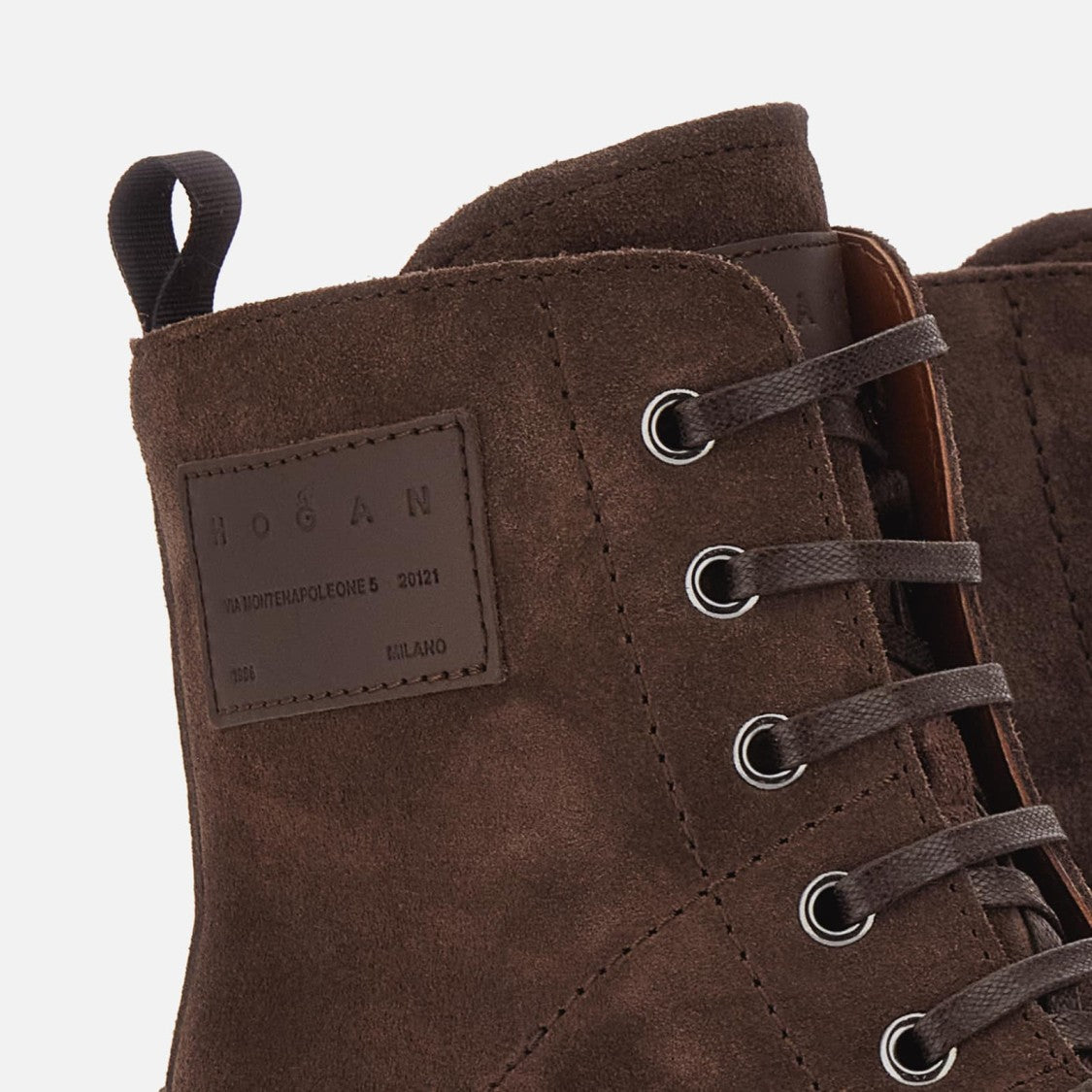 Hogan Brown Suede Lace-Up Chunky-Sole Ankle Boots