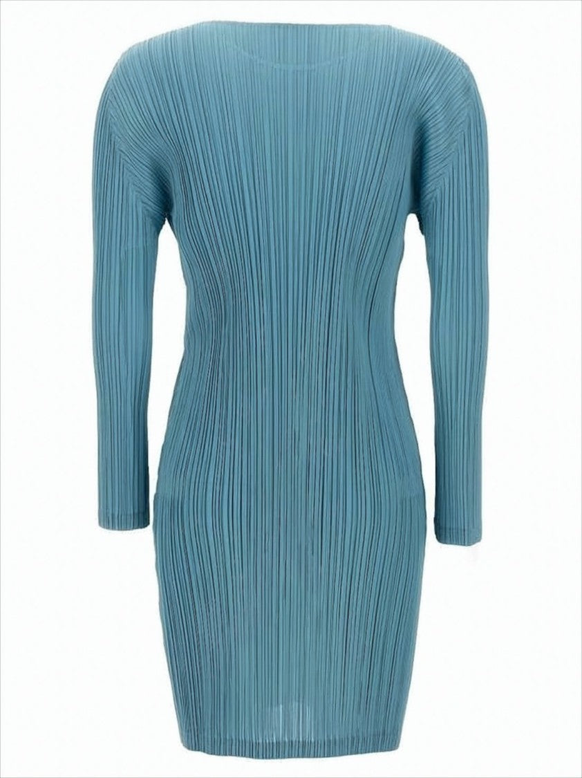 Pleats Please Distinctive Midi-Length Dress With Pleated Texture