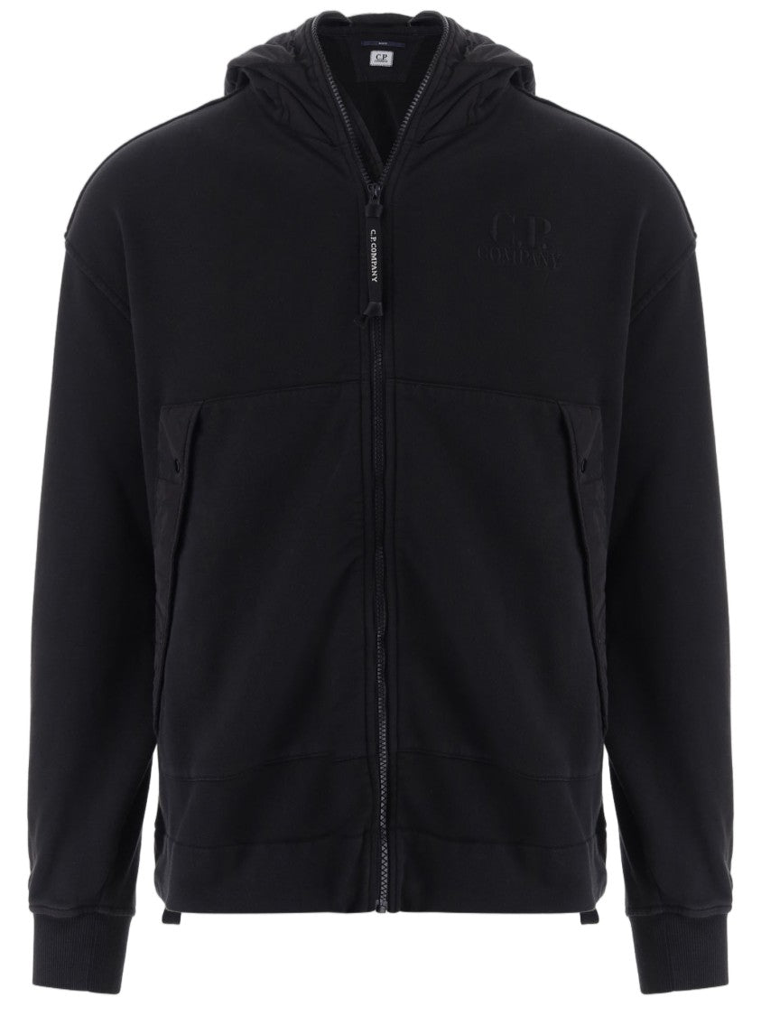 C.P. Company Black Minimalist Pocketed Zip-Up Hoodie