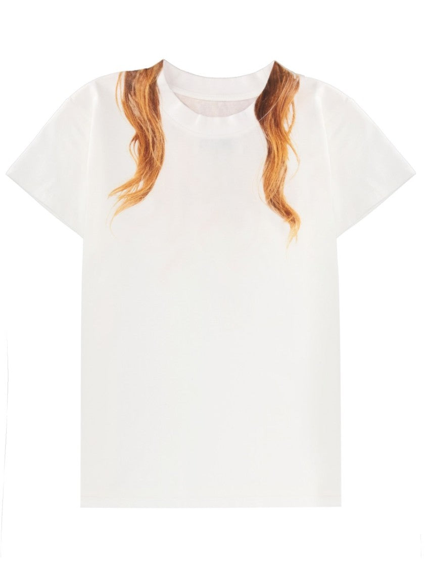Mm6 By Maison Margiela Italy Short-Sleeved Reddish Hair Cotton T-Shirt