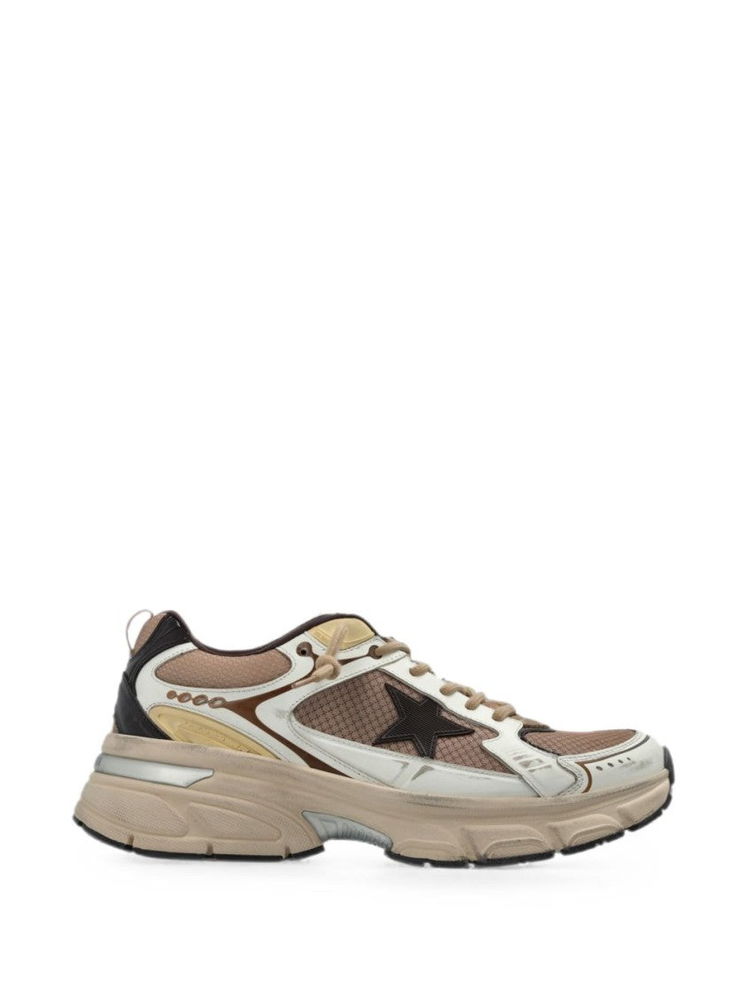 Golden Goose Layered Silk Nylon Chunky Sole Sneakers