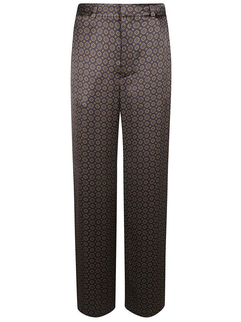 Saint Laurent Geometric Pattern Trousers With Relaxed Fit